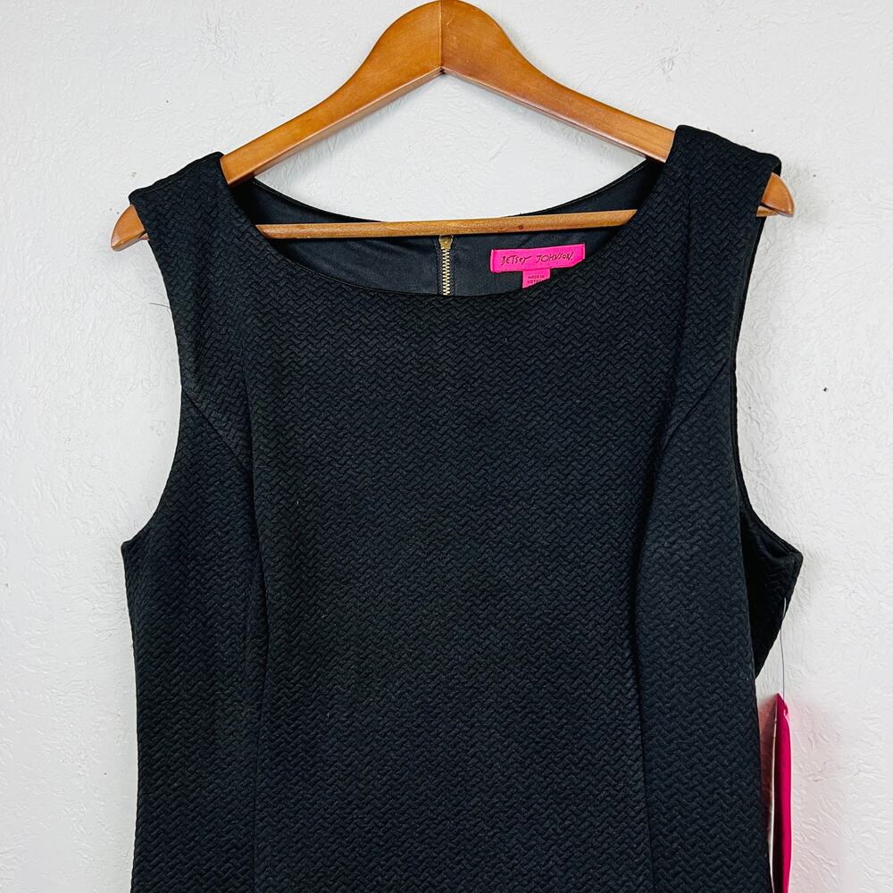 NEW! Betsey Johnson Sheath Dress Half Zip Black Ruffle Hem - 12 - Picture 2 of 4